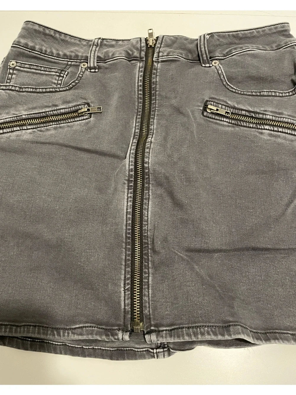 American Eagle Brand Size 12 Super Stretch X Black Denim Mini Skirt Zippers